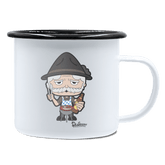 Da Oid Sinzer Griller Emaille Tasse 450ml Weiss Schwarz Spitzstein Front